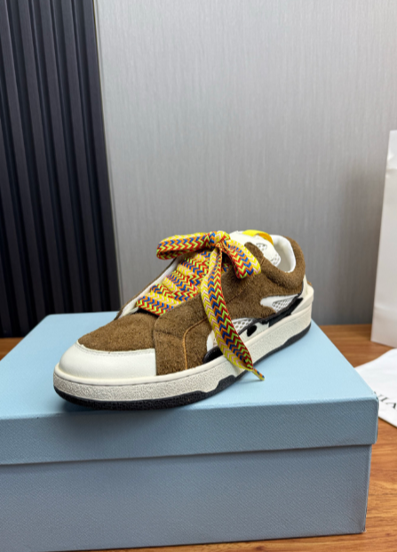 LANVIN brown and cream low-top sneakers