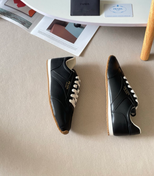 Prada black low-profile sneakers with pale sole