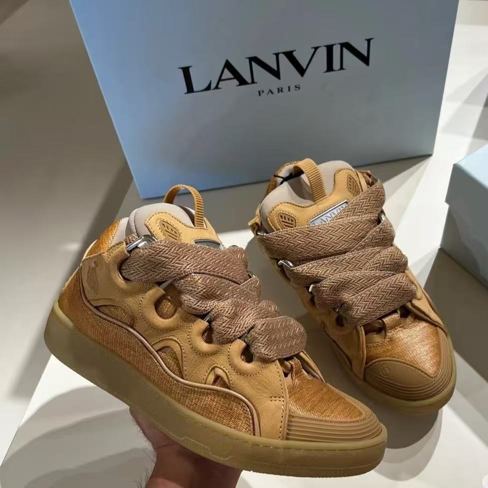 LANVIN tan tonal sneakers with thick laces
