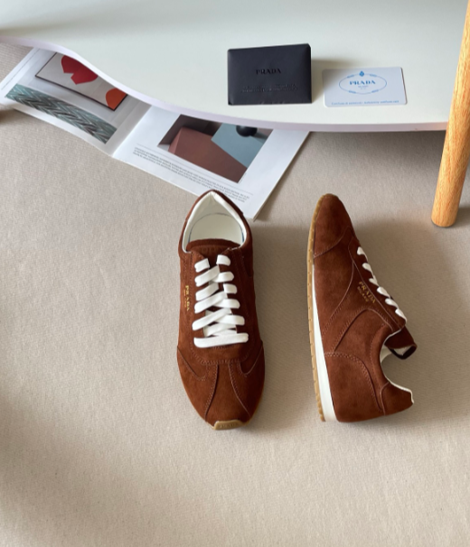 Prada brown low-profile lace-up sneakers