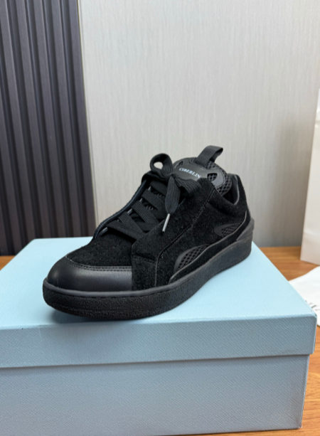LANVIN black tonal low-top sneakers