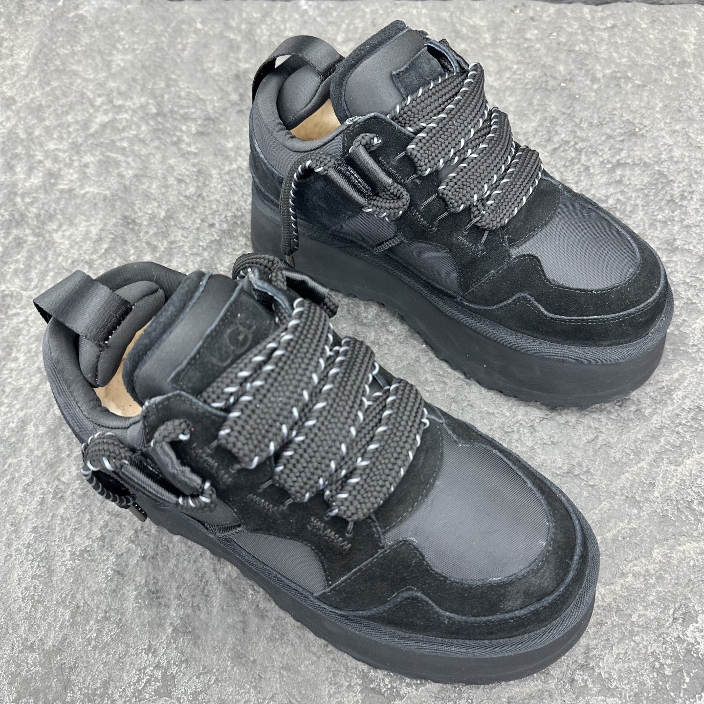 UGG black chunky lace-up sneakers