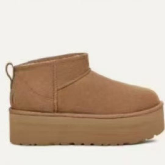 UGG chestnut low ankle boots with platform sole