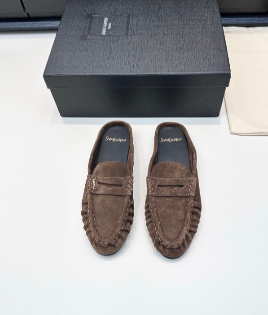 YSL brown suede loafers