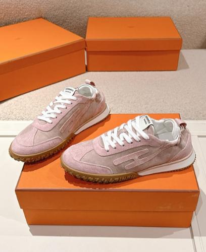 Hermes pink and white patterned sneakers