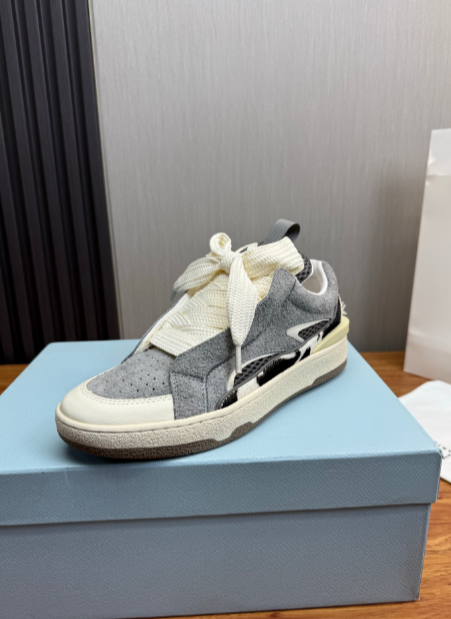 LANVIN gray and cream low-top sneakers