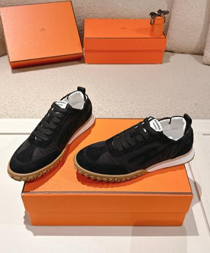Hermes black tonal gum-sole sneakers