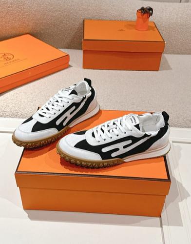 Hermes white and black patterned sneakers