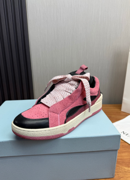 LANVIN pink and black low-top sneakers