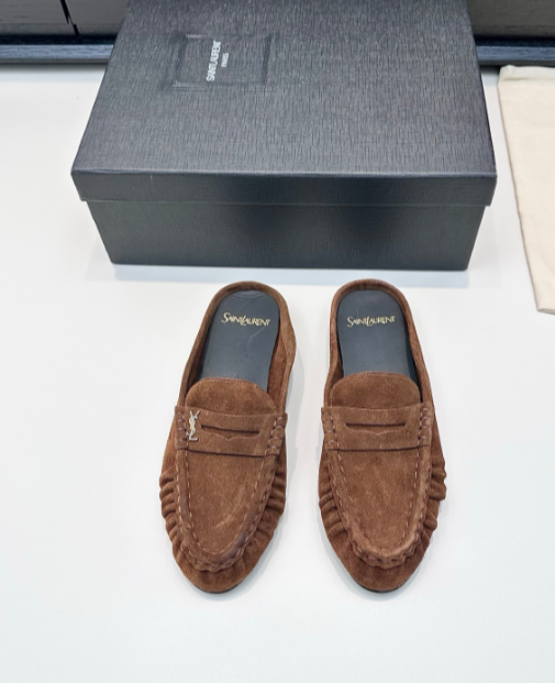 YSL rust suede loafers